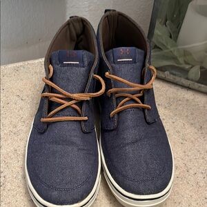 Under Armour Blue High Top Shoes with Brown Laces
